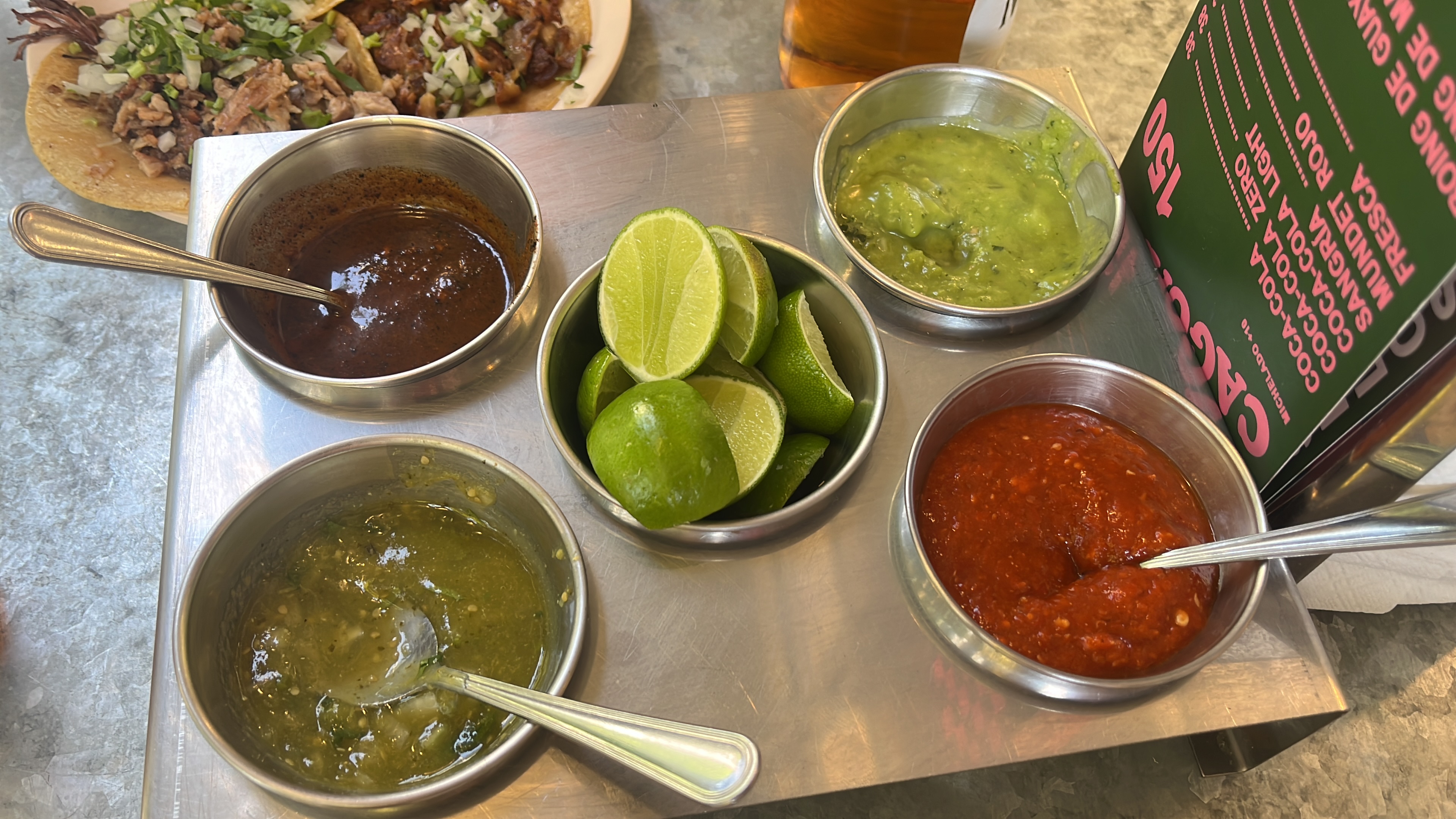Salsas and tacos in Mexico City